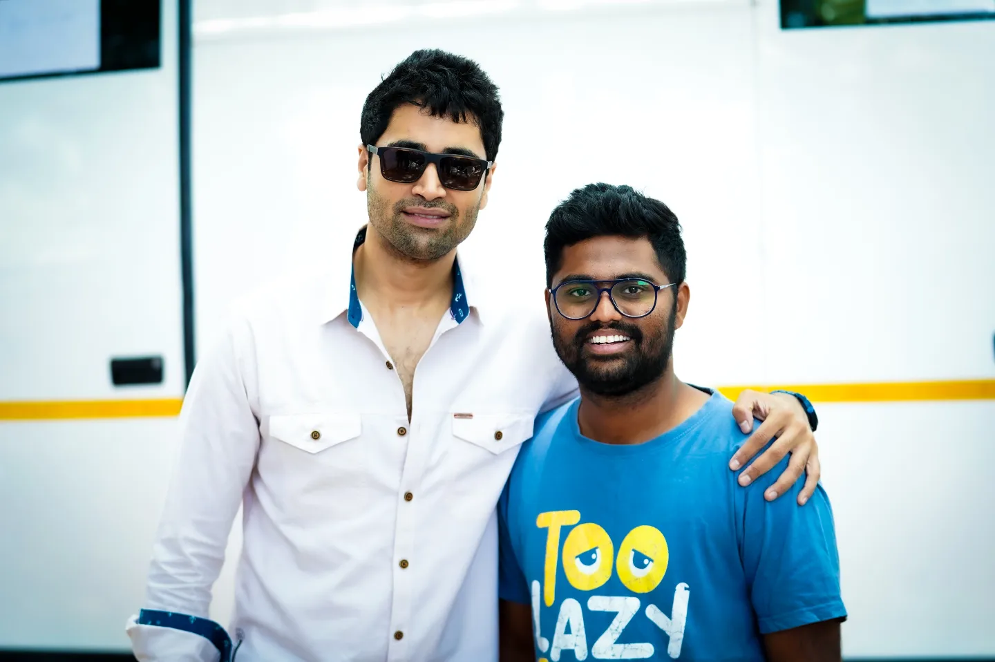 Vamshi with Adivi Sesh during the Indian Idol shoot